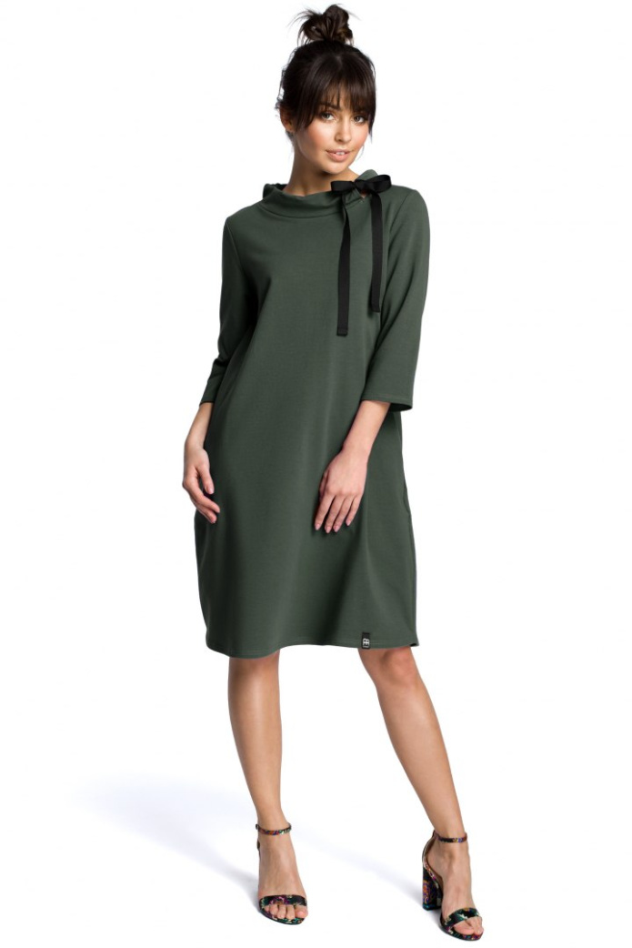 Sukienka Midi - Dresowa Luźna - zielona